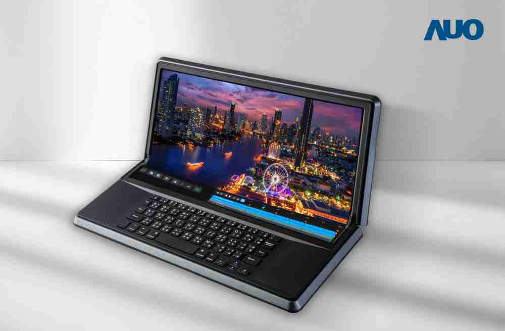 彩运网14.6吋Micro LED折迭显示屏幕，，，搭配半径4mm的弯折绞炼，，，以及高画素、、、、高亮度、、高对比度的显示技术特点，，即便在大视角下仍保有绝佳色相与亮度